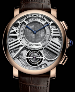 Functional Rotonde de Cartier Tourbillon Dual Time Moon Phase Fake Watches