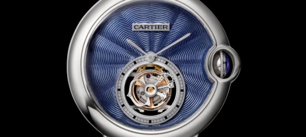 Typical 18K White Gold Ballon Bleu De Cartier Flying Tourbillon Replica Watches UK With Alligator Skin Straps