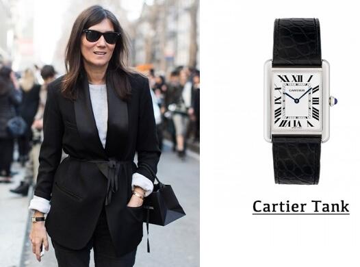 Decent Emmanuelle Alt is adorned by simple replication Cartier watch.