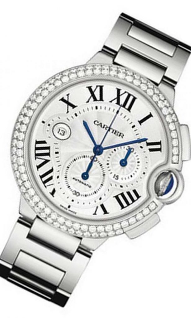 The 18k white gold fake watches are decorated with diamonds.