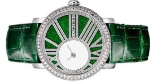 The green dials copy watches are decorated with diamonds.