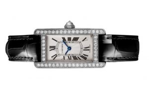The female fake watch is decorated with diamonds.