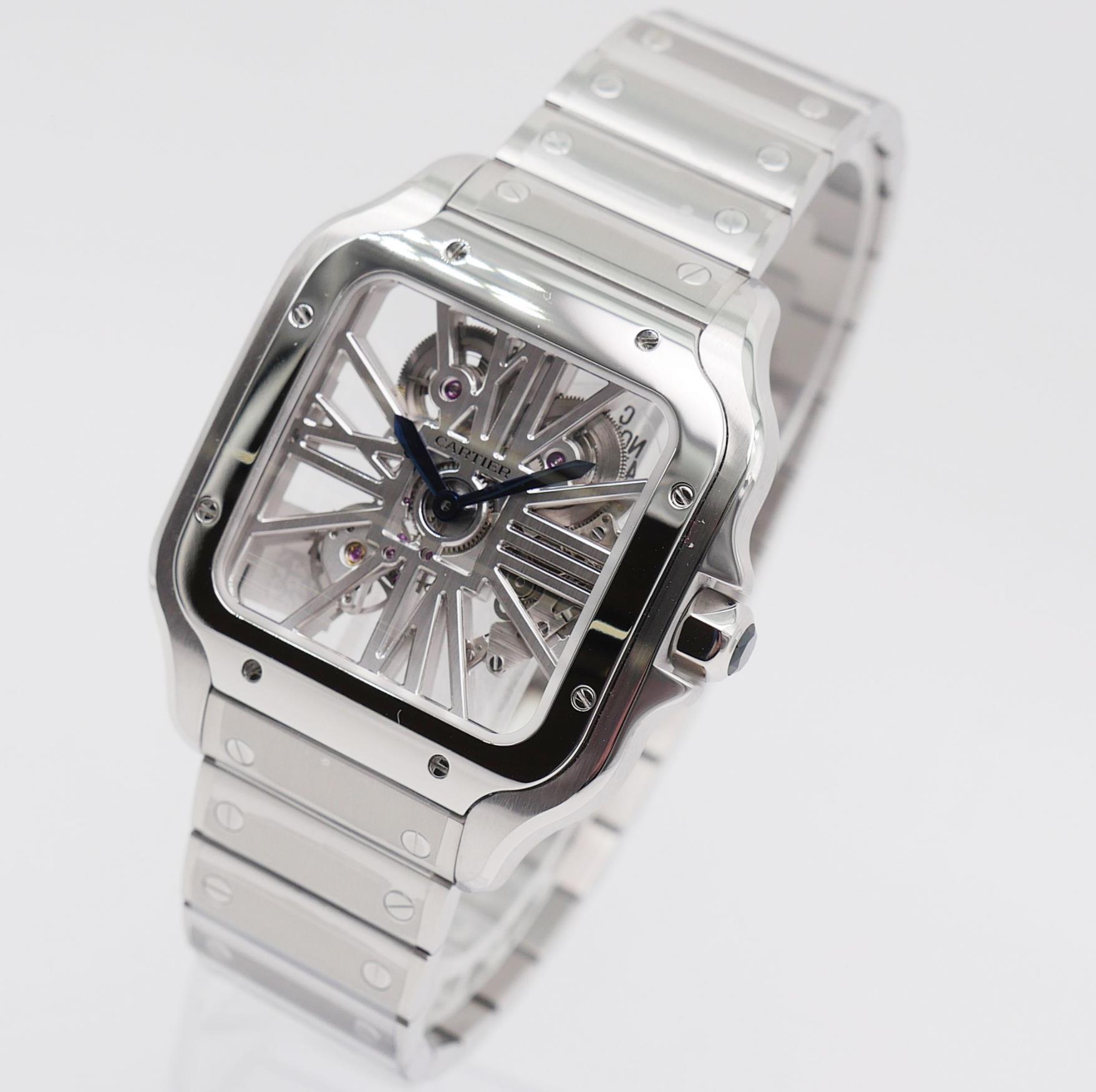 Polished Stainless Steel Fake Santos De Cartier WHSA0015 Watch For Sale ...