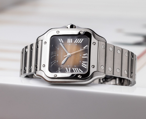 UK High Quality Fake Cartier Santos Medium brown dial