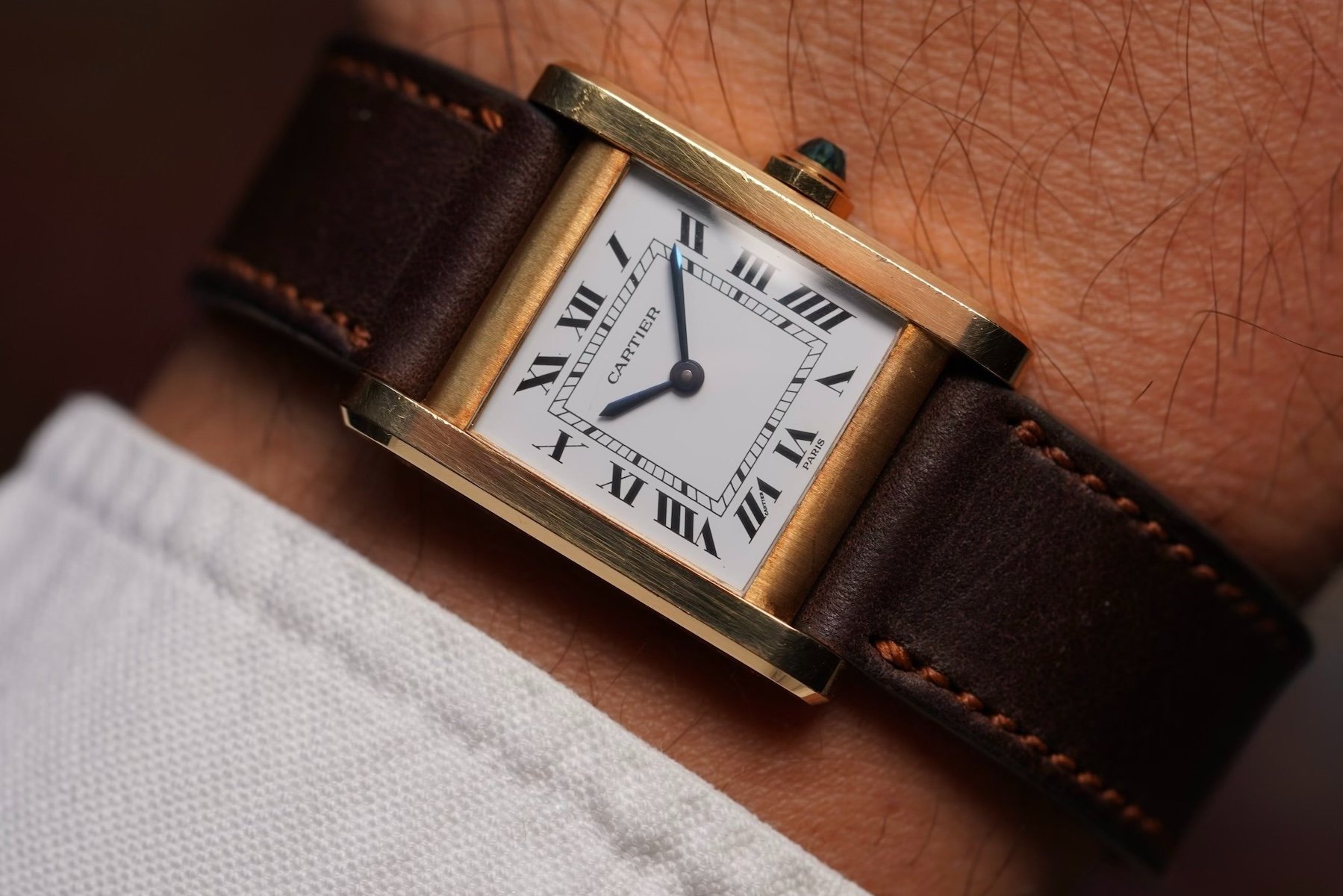 Two Square UK High Quality Replica Cartier Tank Watches With Leather Strap For Sale